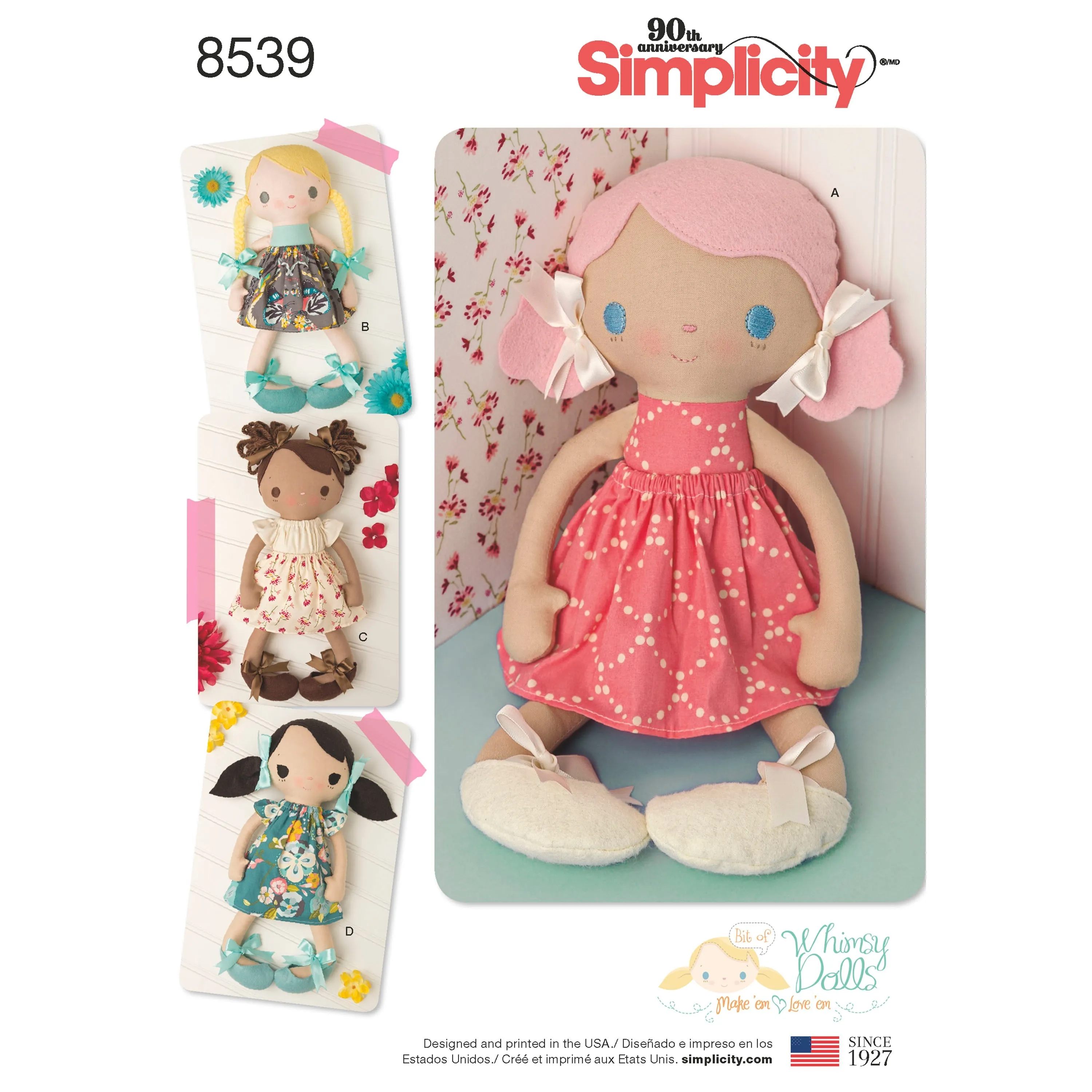 Simplicity Pattern 8539 15" Stuffed Dolls and Clothes