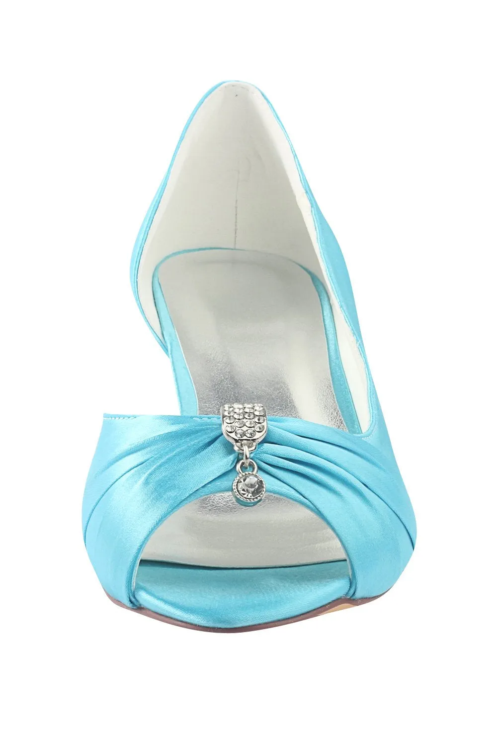 Sky Blue Peep Toe Beading Lower Heel Evening Shoes Wedding Dresses uk L-924