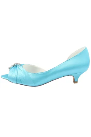 Sky Blue Peep Toe Beading Lower Heel Evening Shoes Wedding Dresses uk L-924