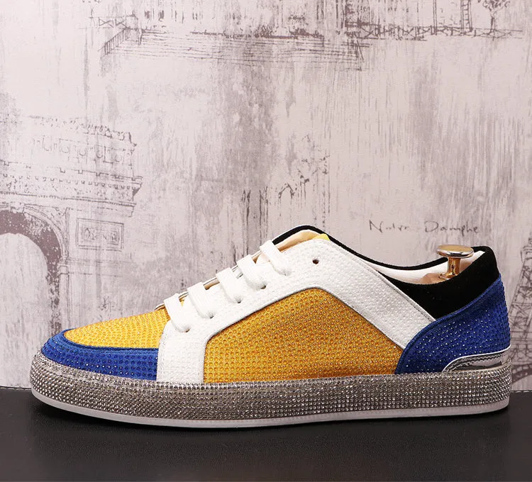 Solid Multi-Color Rhinestone Rivet Sneakers