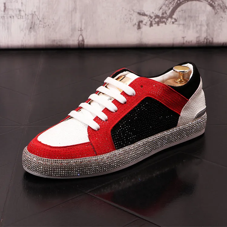 Solid Multi-Color Rhinestone Rivet Sneakers