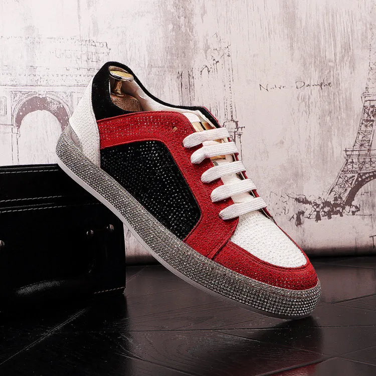 Solid Multi-Color Rhinestone Rivet Sneakers