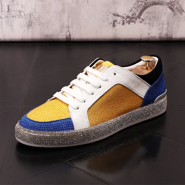 Solid Multi-Color Rhinestone Rivet Sneakers