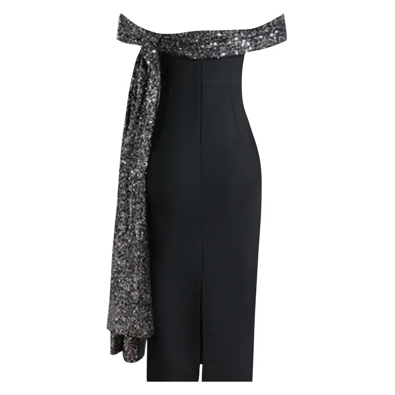 Statement Sequin Bow Midi Dress