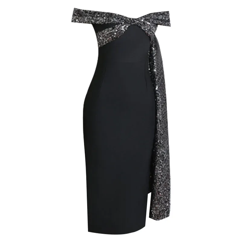 Statement Sequin Bow Midi Dress