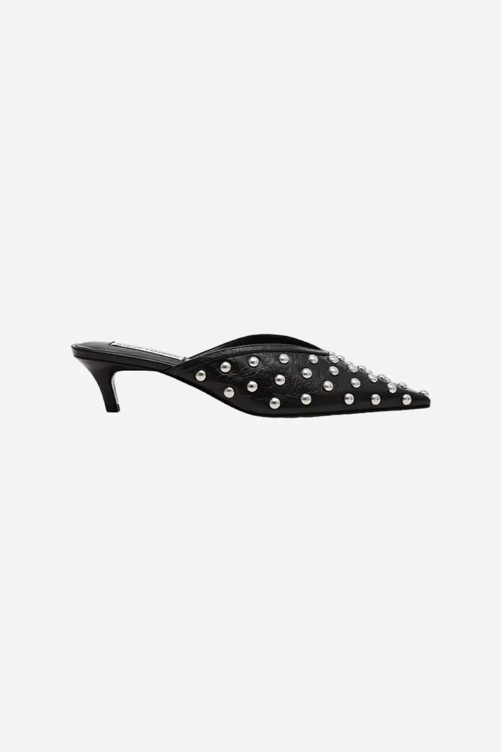 Steve Madden Leanna Stud Kitten Heel in Black Leather