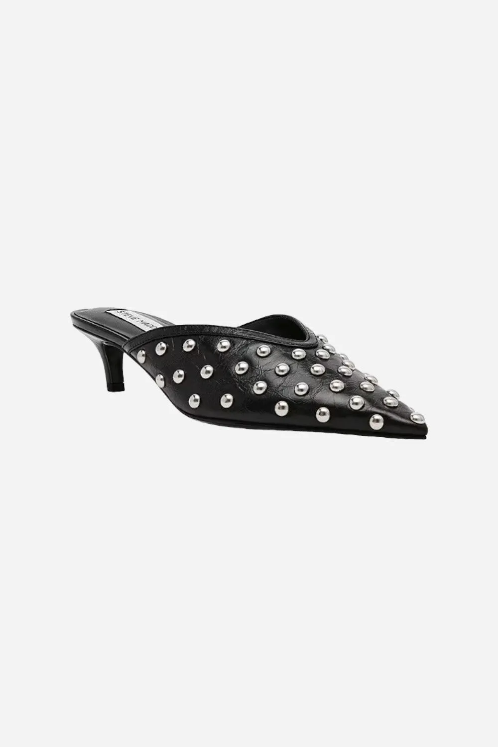 Steve Madden Leanna Stud Kitten Heel in Black Leather