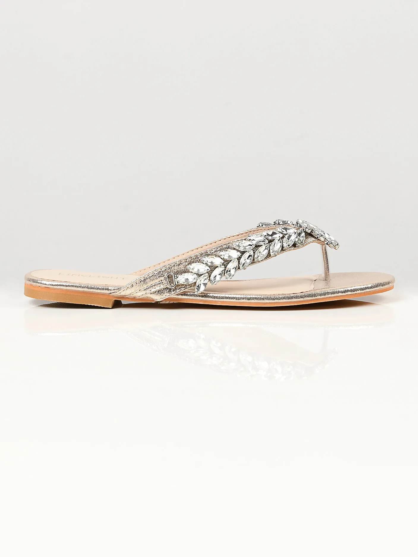 Stone Studded Sandals - Gold