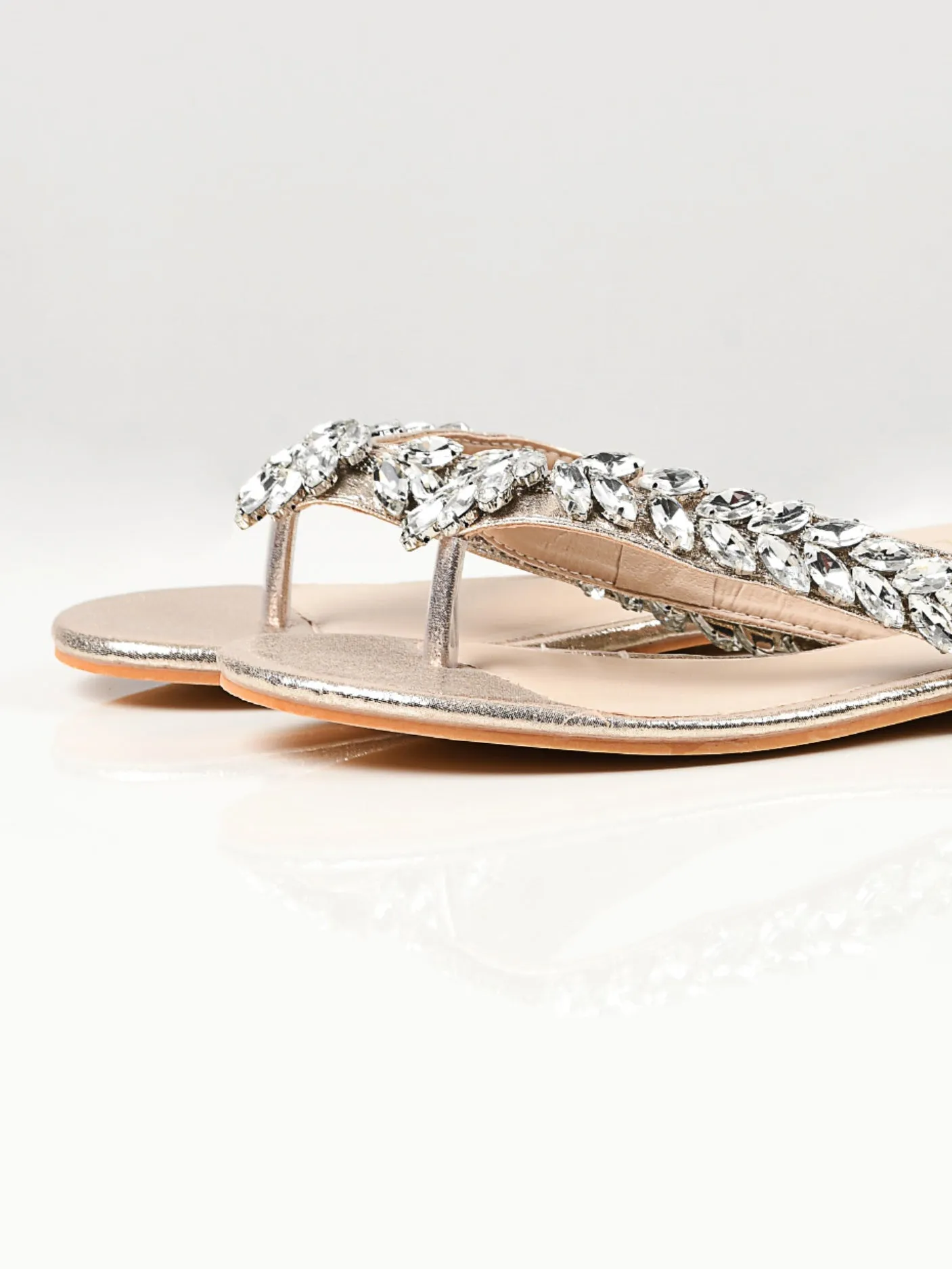 Stone Studded Sandals - Gold