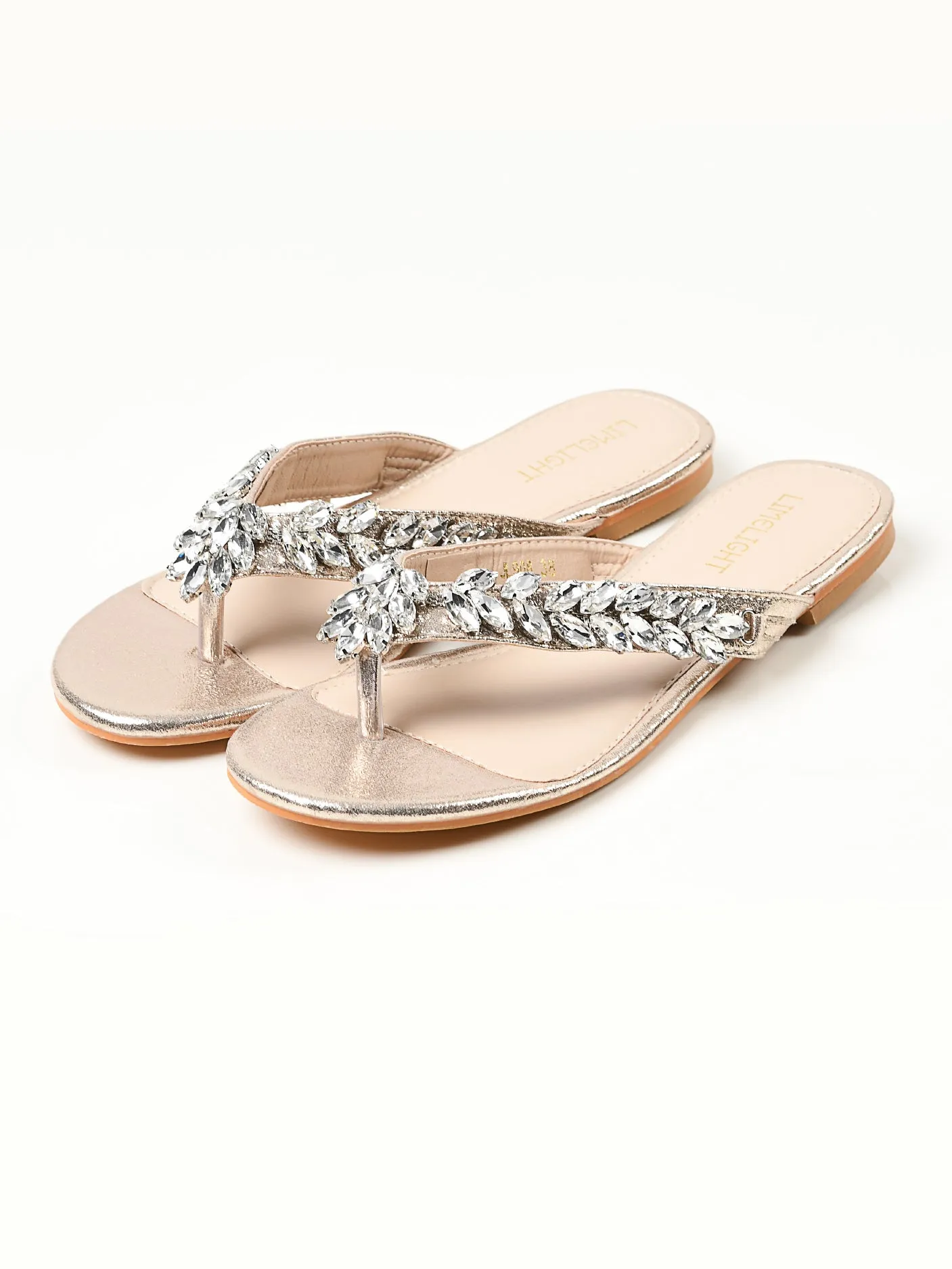 Stone Studded Sandals - Gold