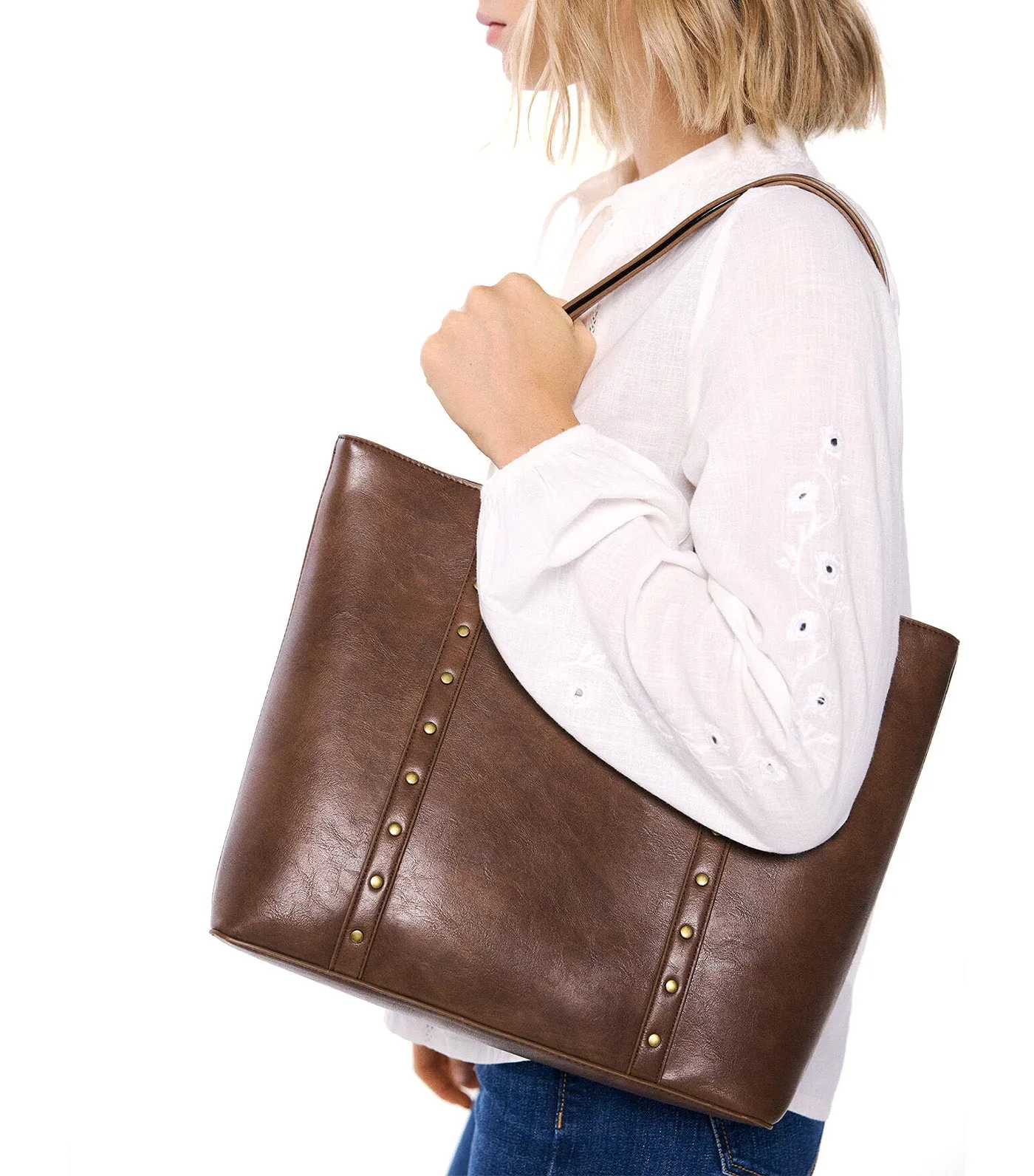 Studded Shopper Bag
 Brown