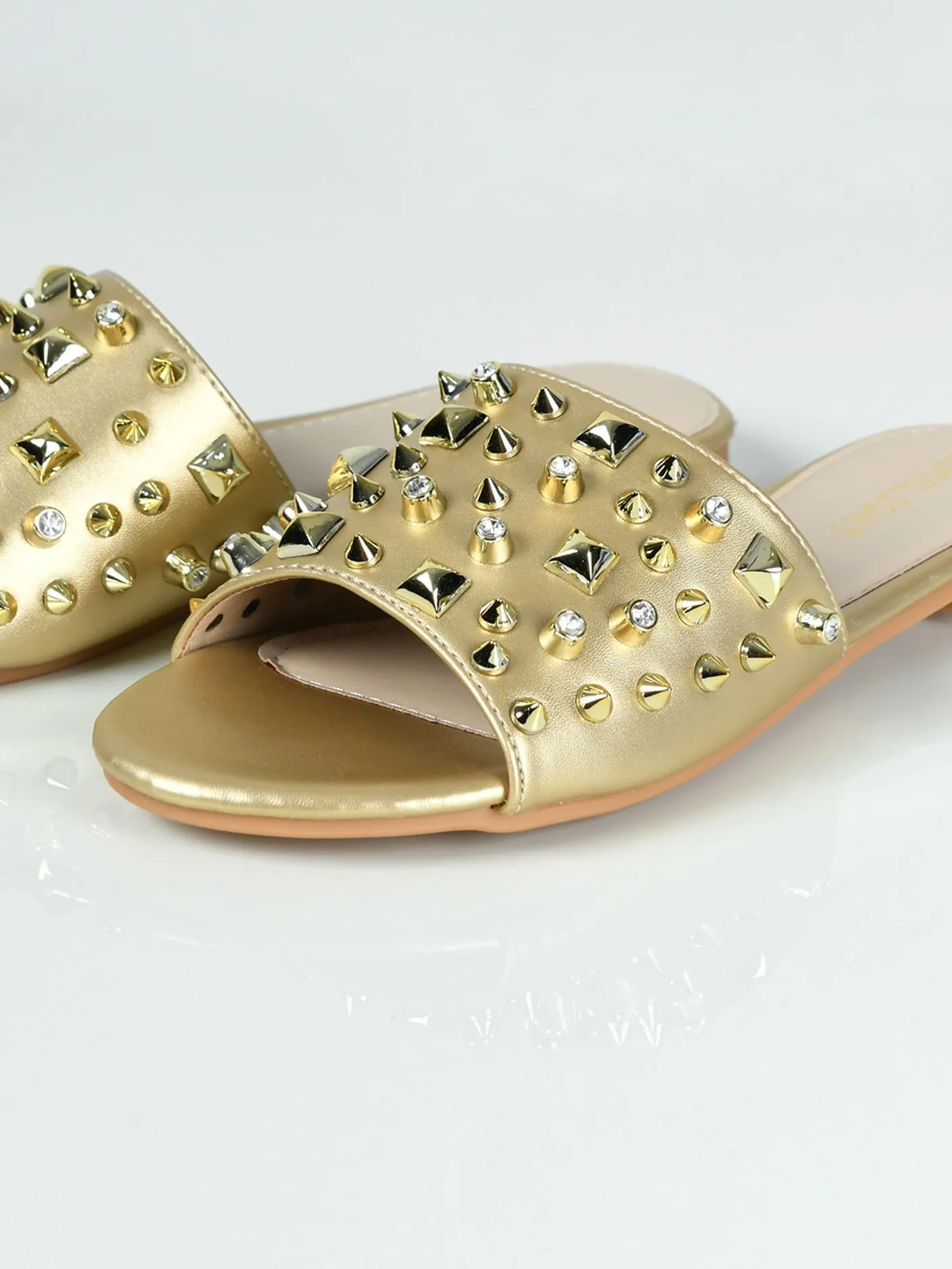 Studded Slides - Golden