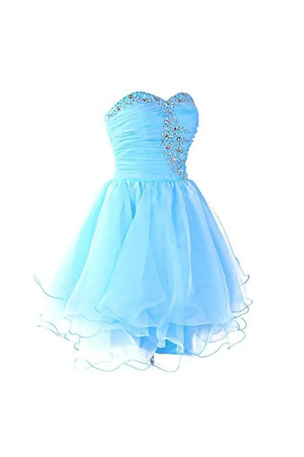 Sweetheart Organza Blue Homecoming Dresses Prom Dresses PG054