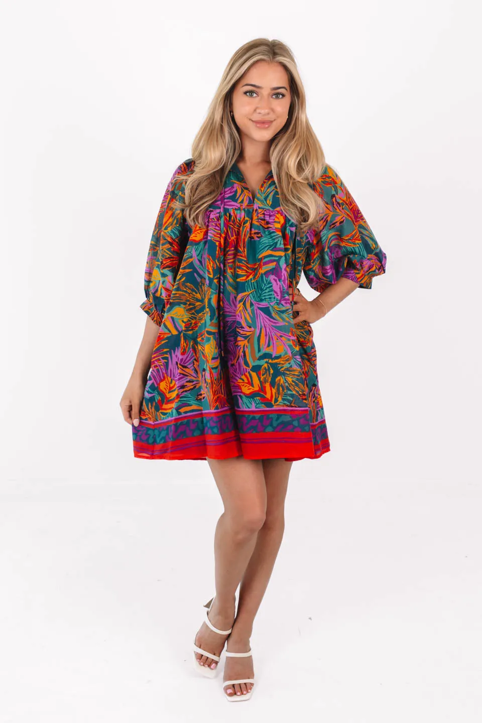 The Asher Puff Sleeve Dress - Multi