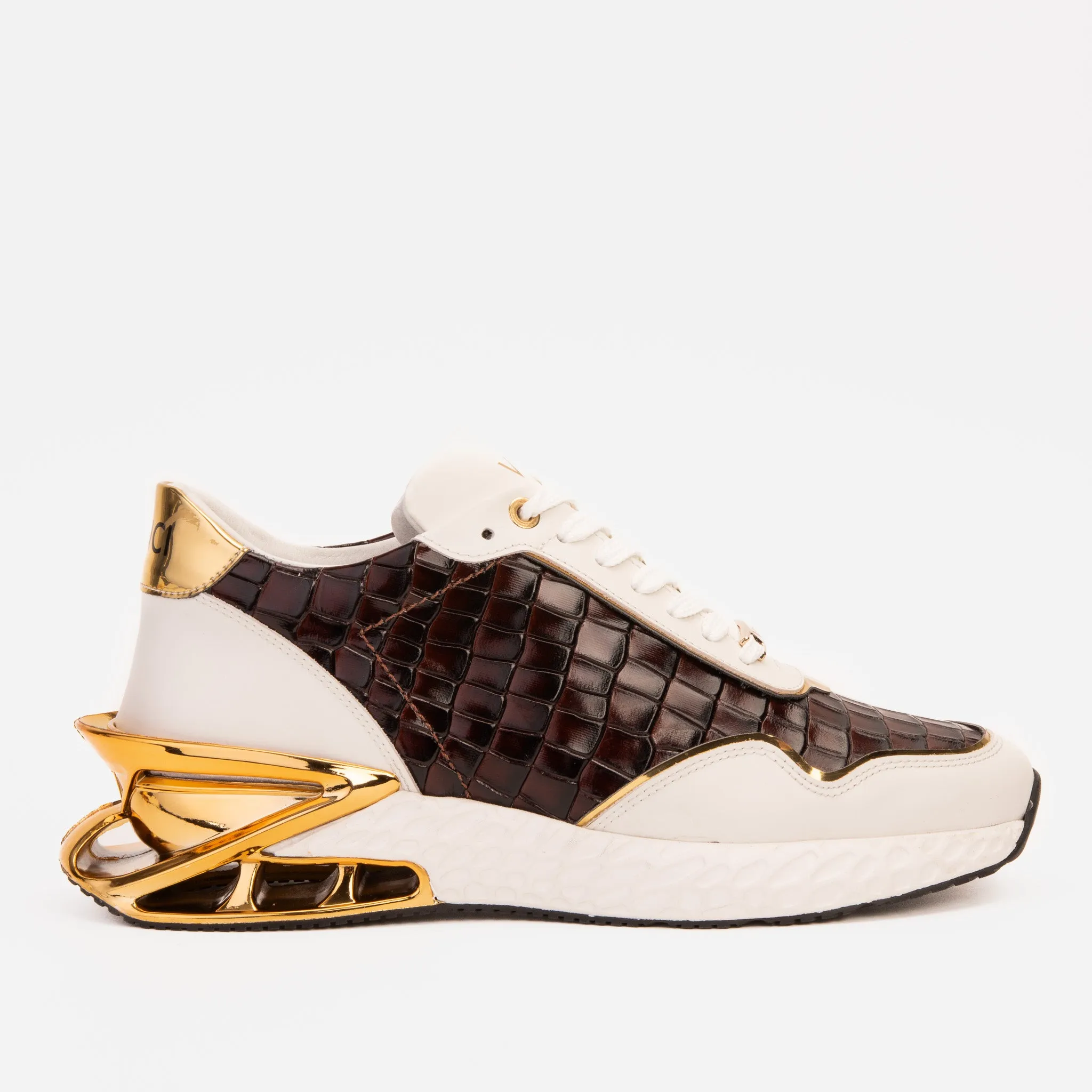 The Bellagio White & Gold Leather Men Sneaker