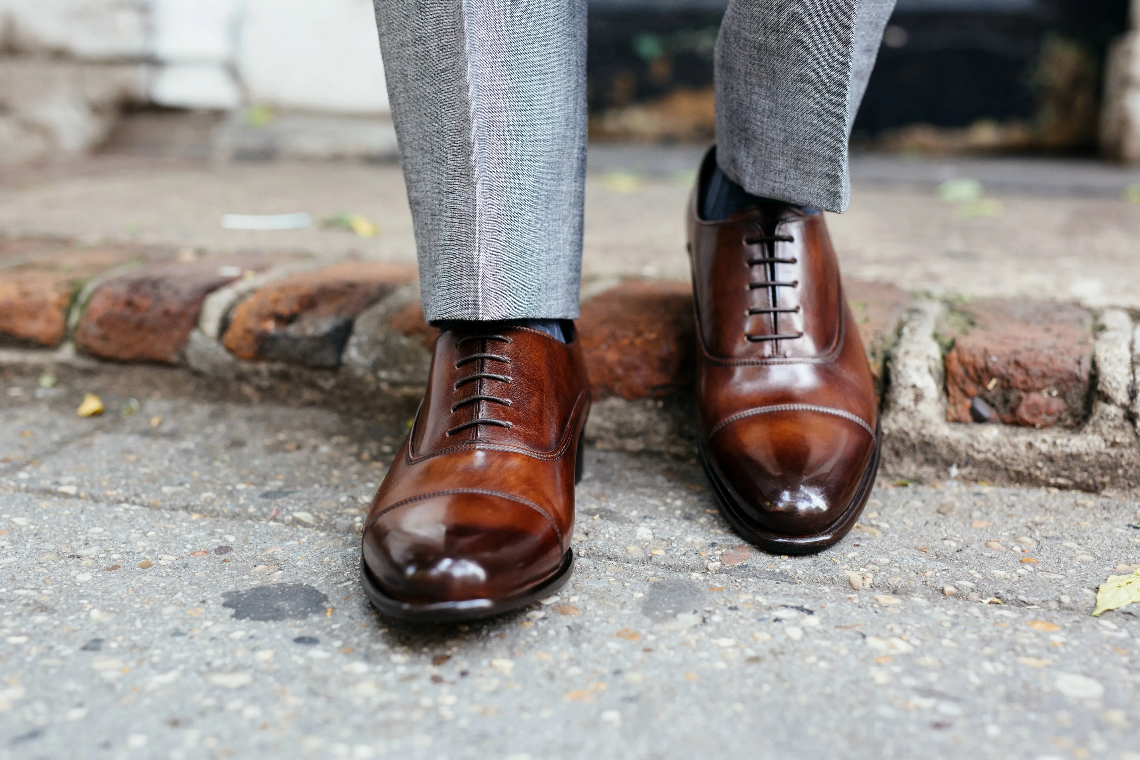 The Cagney II Stitched Cap-Toe Oxford - Marrone