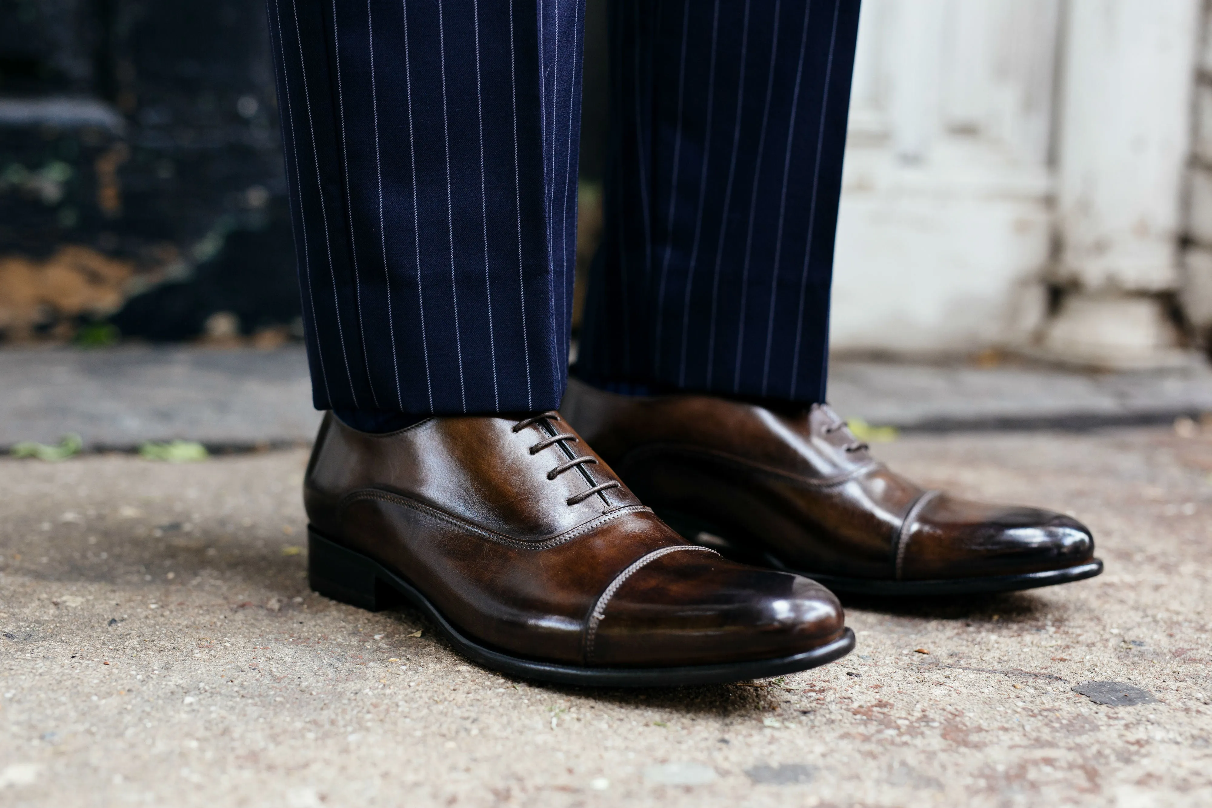 The Cagney II Stitched Cap-Toe Oxford - Marrone