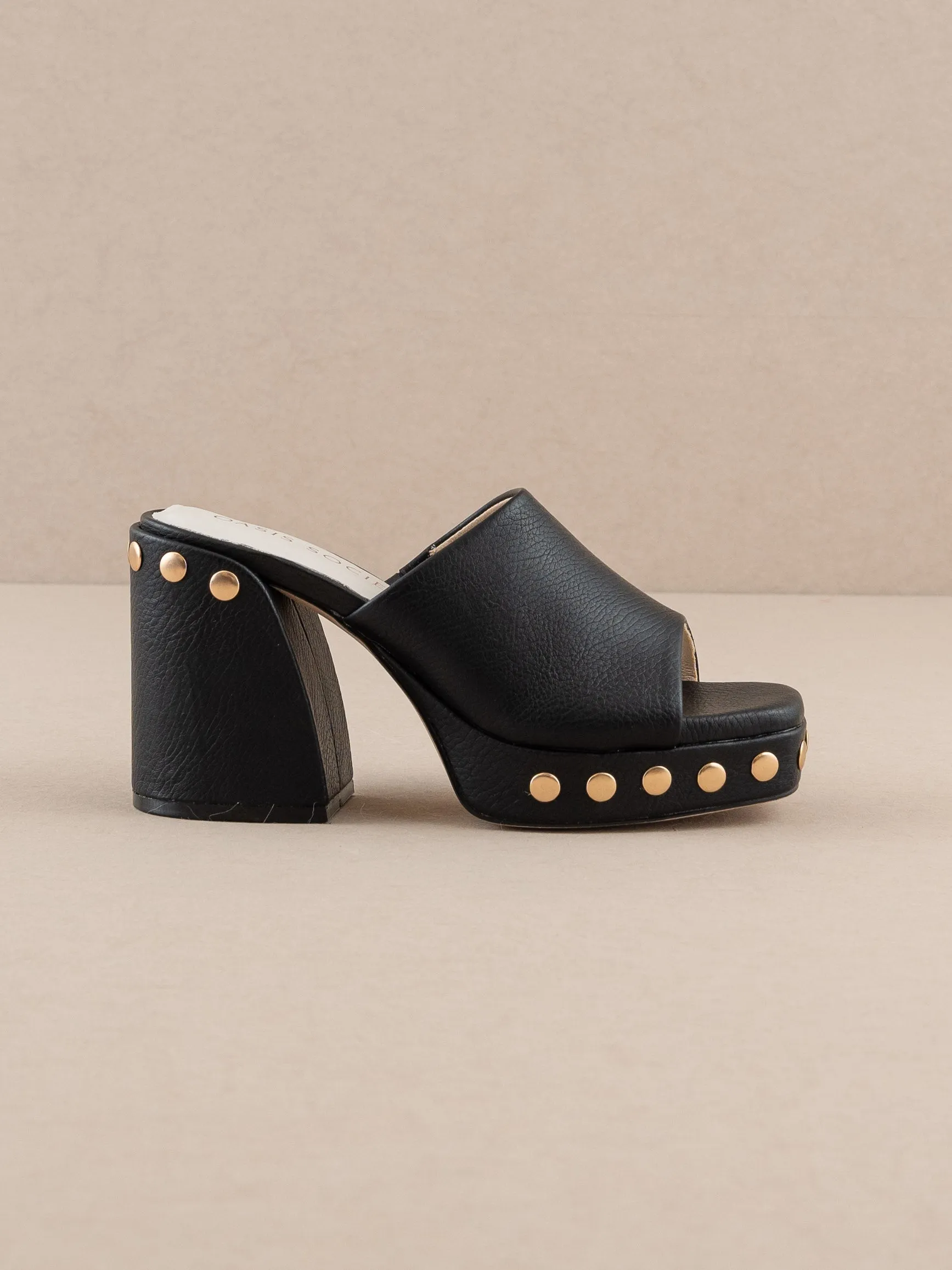 The Leona | Black Studded Platform Heel