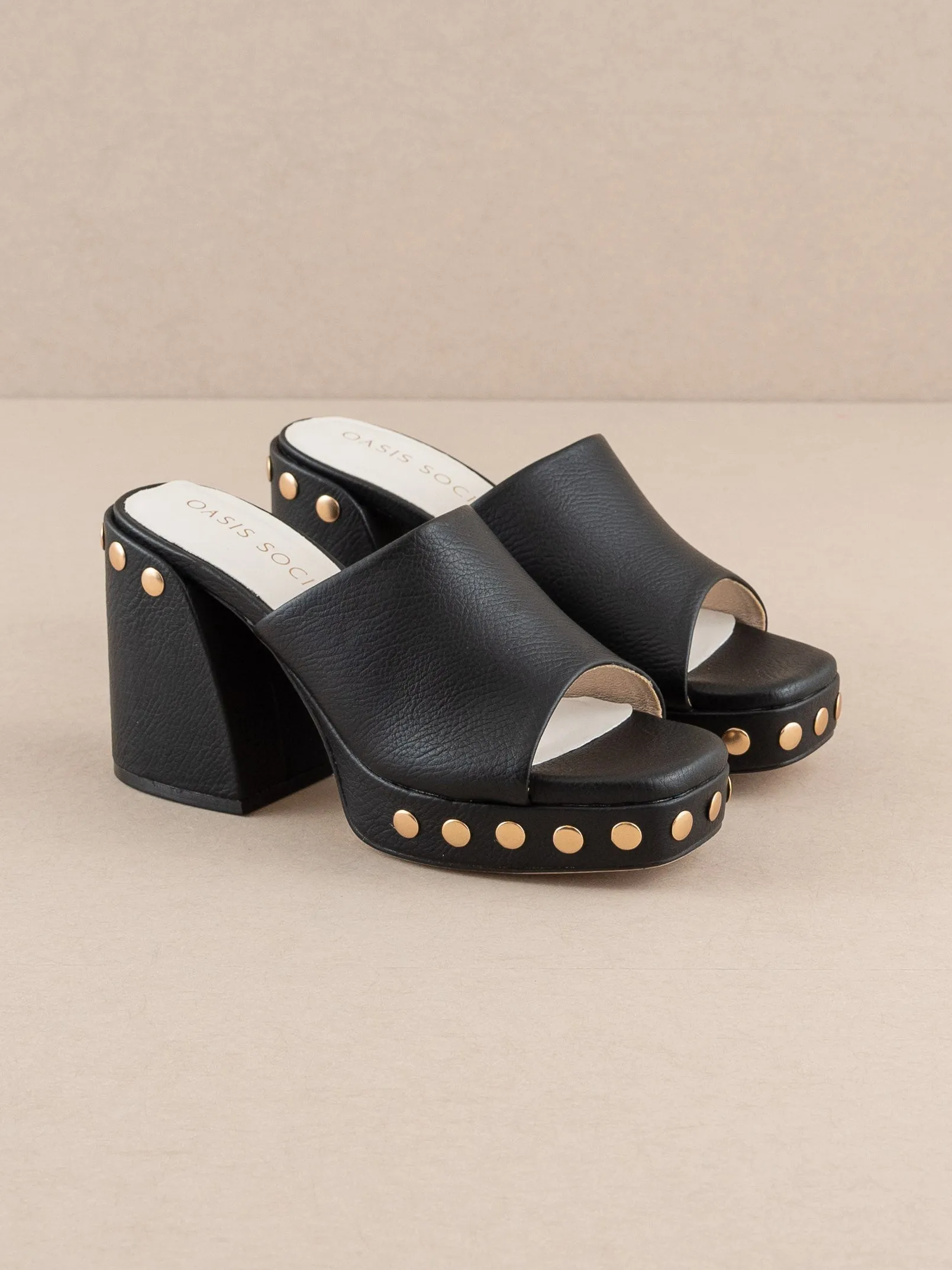 The Leona | Black Studded Platform Heel