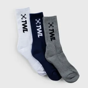 TWL - PACE SOCKS - 3-PACK/WHITE/INDIGO/CHARCOAL MARL