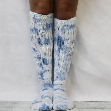 ULTIMATE  cotton slouch socks women - Tie dye chambray