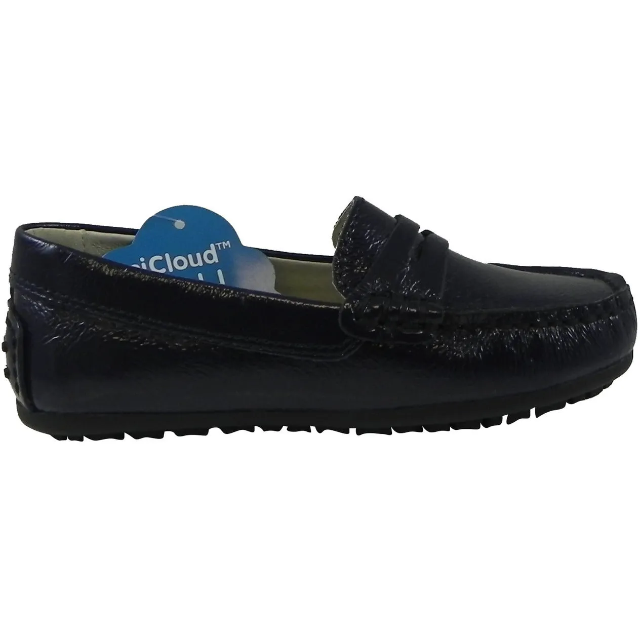 Umi Boy?ÇÖs & Girl?ÇÖs Morie Patent Leather Classic Slip On Studded Oxford Loafer Shoes Navy