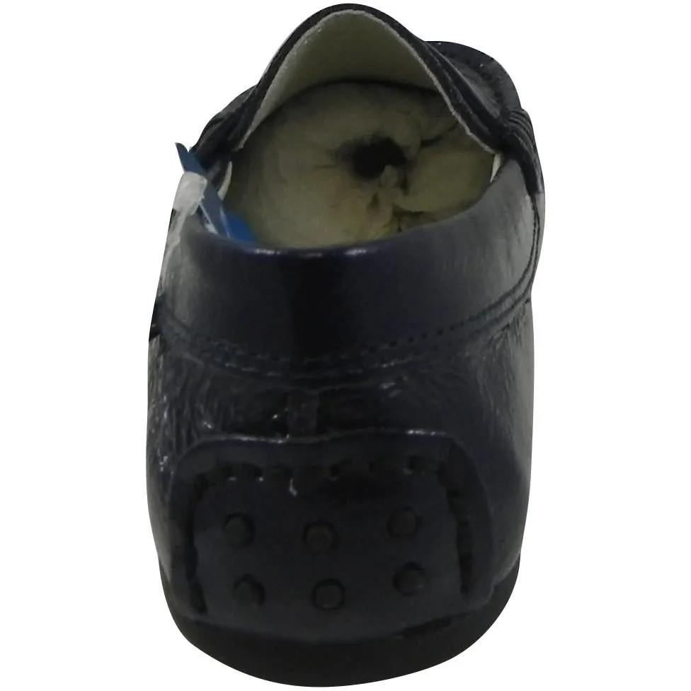 Umi Boy?ÇÖs & Girl?ÇÖs Morie Patent Leather Classic Slip On Studded Oxford Loafer Shoes Navy