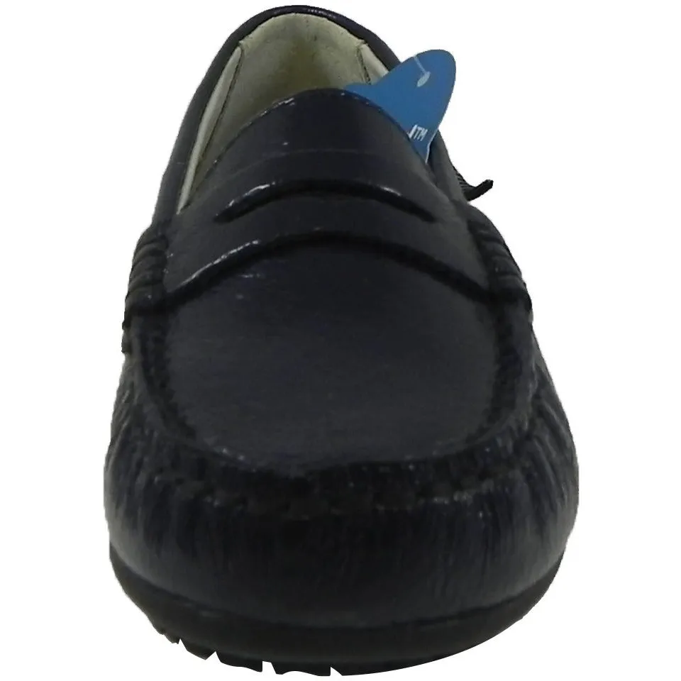 Umi Boy?ÇÖs & Girl?ÇÖs Morie Patent Leather Classic Slip On Studded Oxford Loafer Shoes Navy