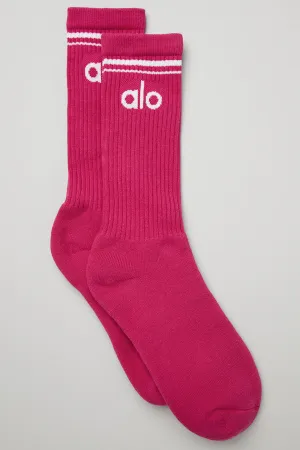 Unisex Throwback Sock - Magenta Crush/White