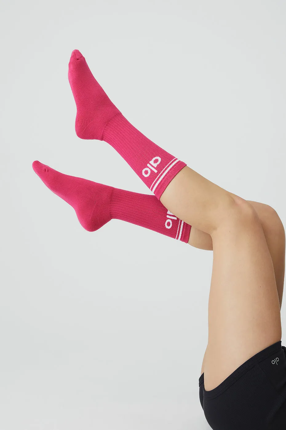 Unisex Throwback Sock - Magenta Crush/White