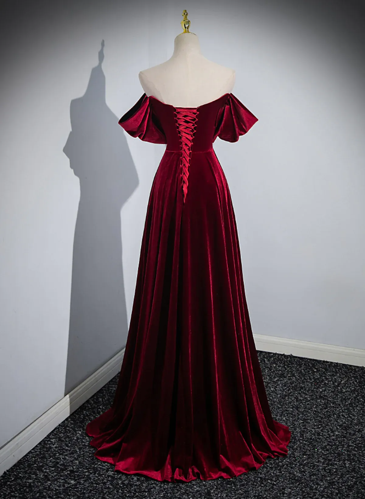 Uniwim A-line Wine Red Velvet Sweetheart Wedding Party Dress, Wine Red Velvet Prom Dress