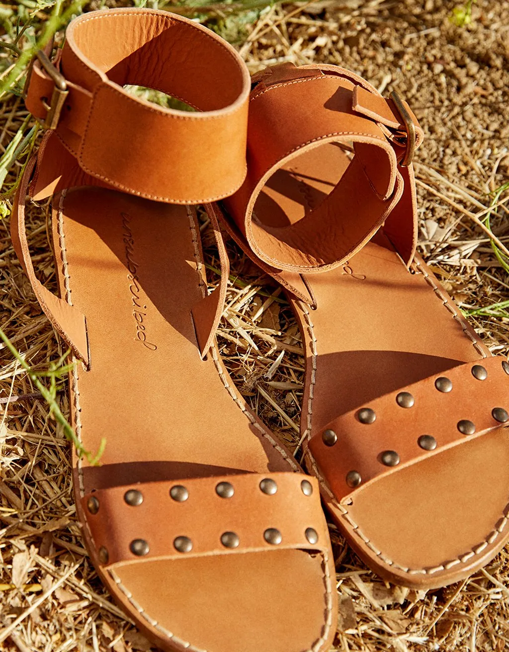 unsubscribed studded buckle sandal