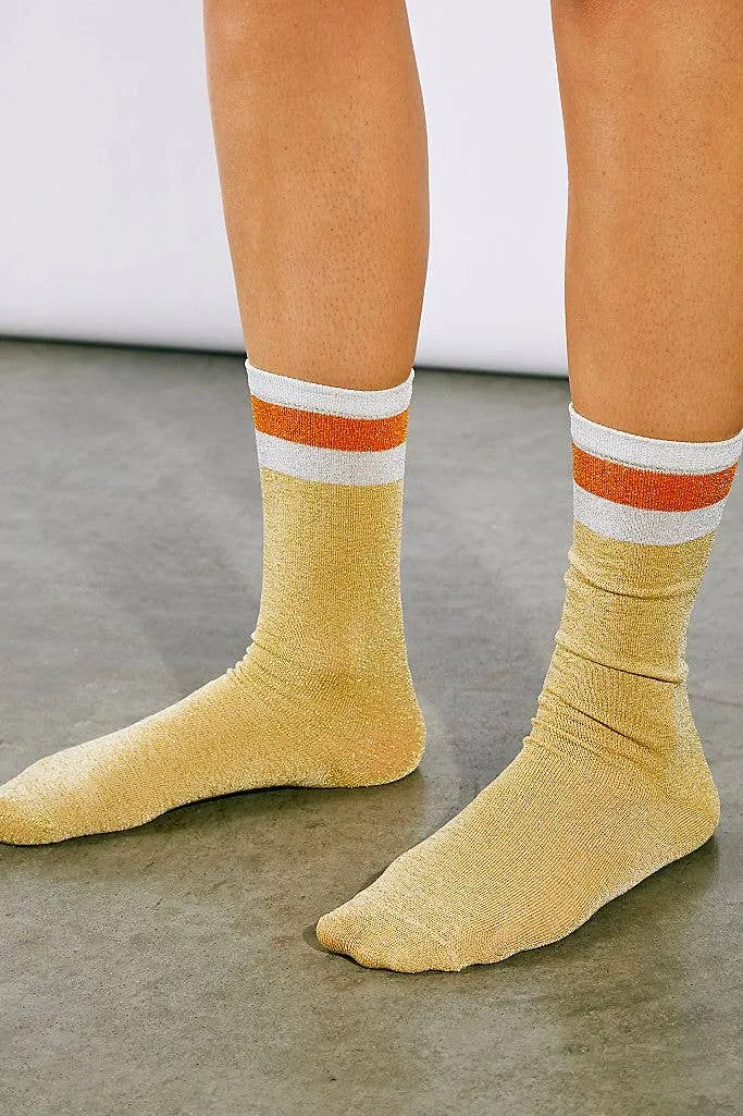 Varsity Lurex 3/4 Sock - Gold.