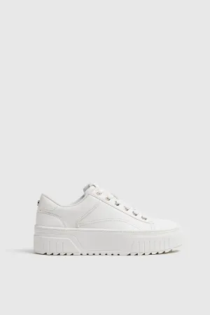 White Flat Platform Sneakers