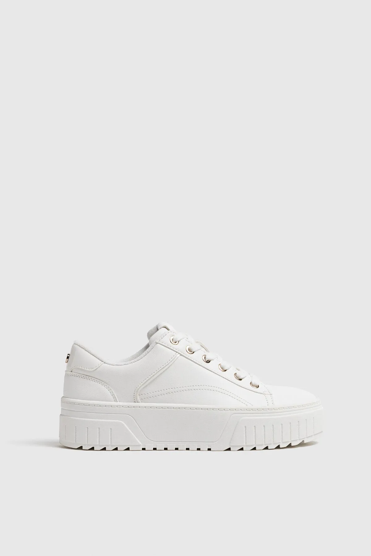 White Flat Platform Sneakers