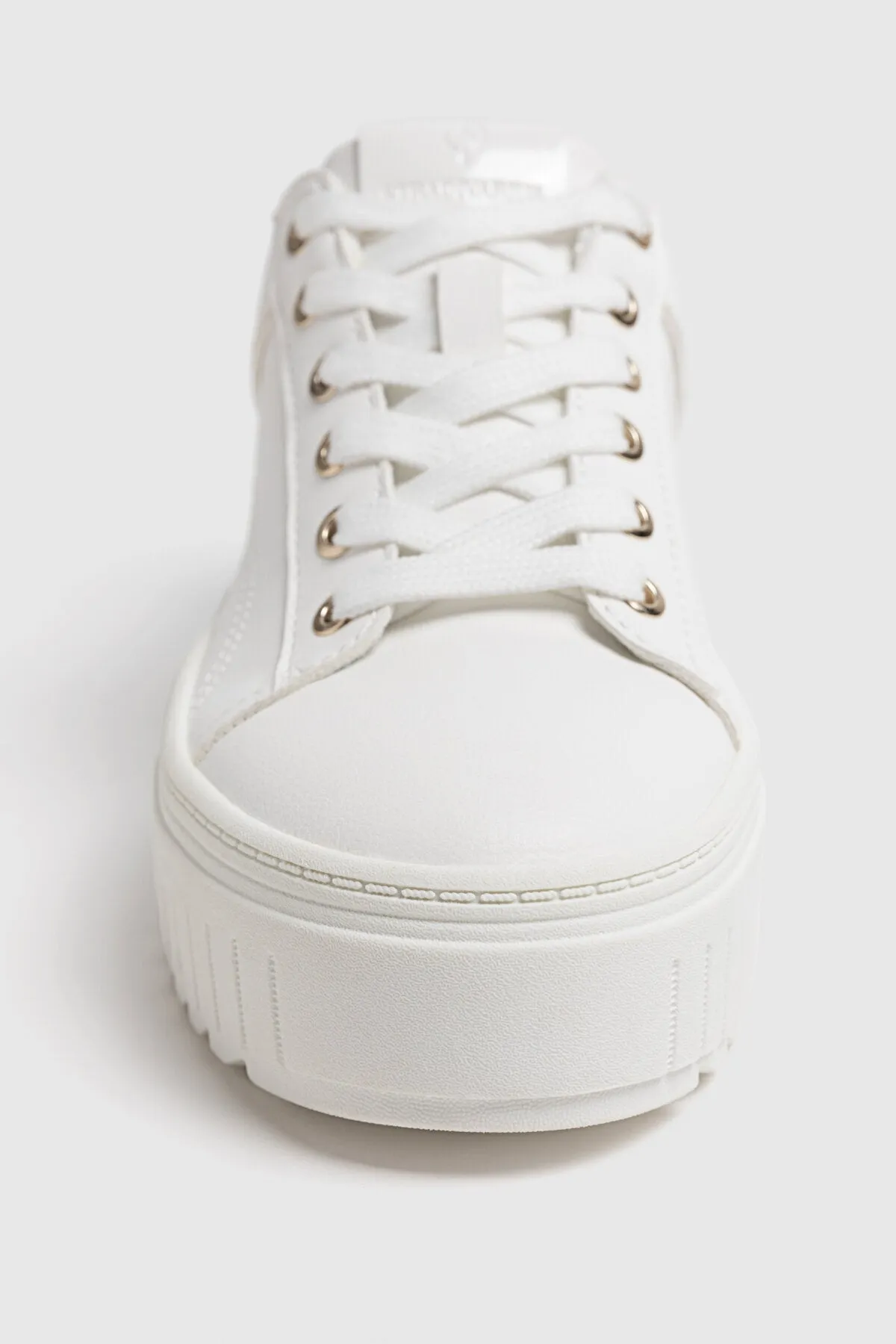 White Flat Platform Sneakers