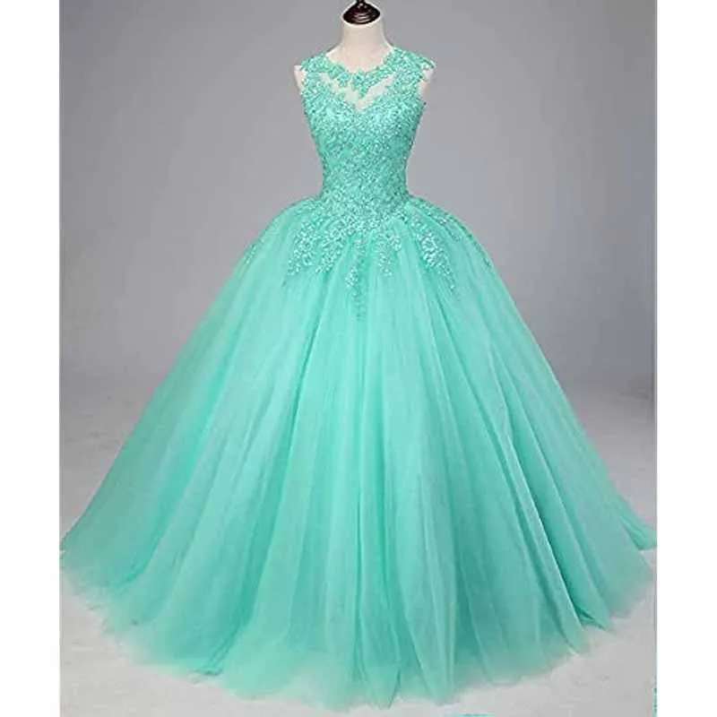 Women Beaded Lace Quinceanera Dresses Sweet 16 Appliques Prom Ball Gown