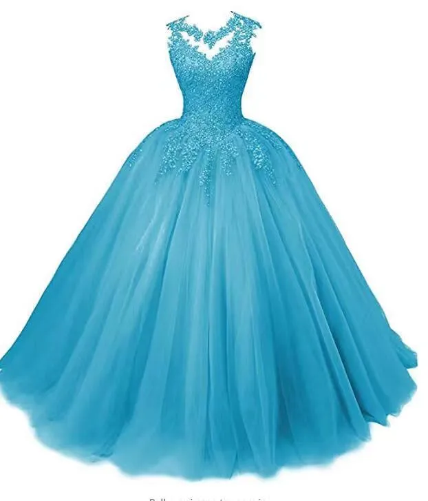 Women Beaded Lace Quinceanera Dresses Sweet 16 Appliques Prom Ball Gown