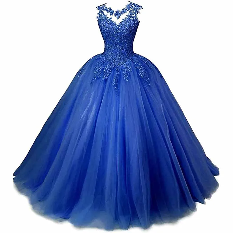 Women Beaded Lace Quinceanera Dresses Sweet 16 Appliques Prom Ball Gown