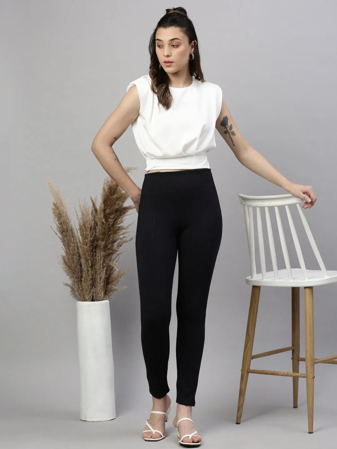 Women Solid  Navy Blue Slim Fit Jeggings