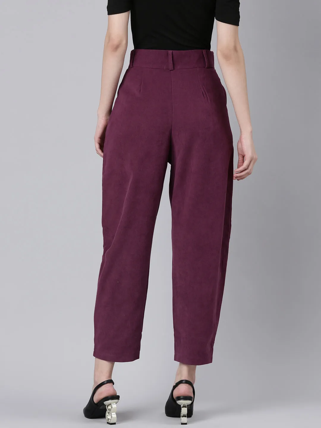 Women Violet Solid Trouser