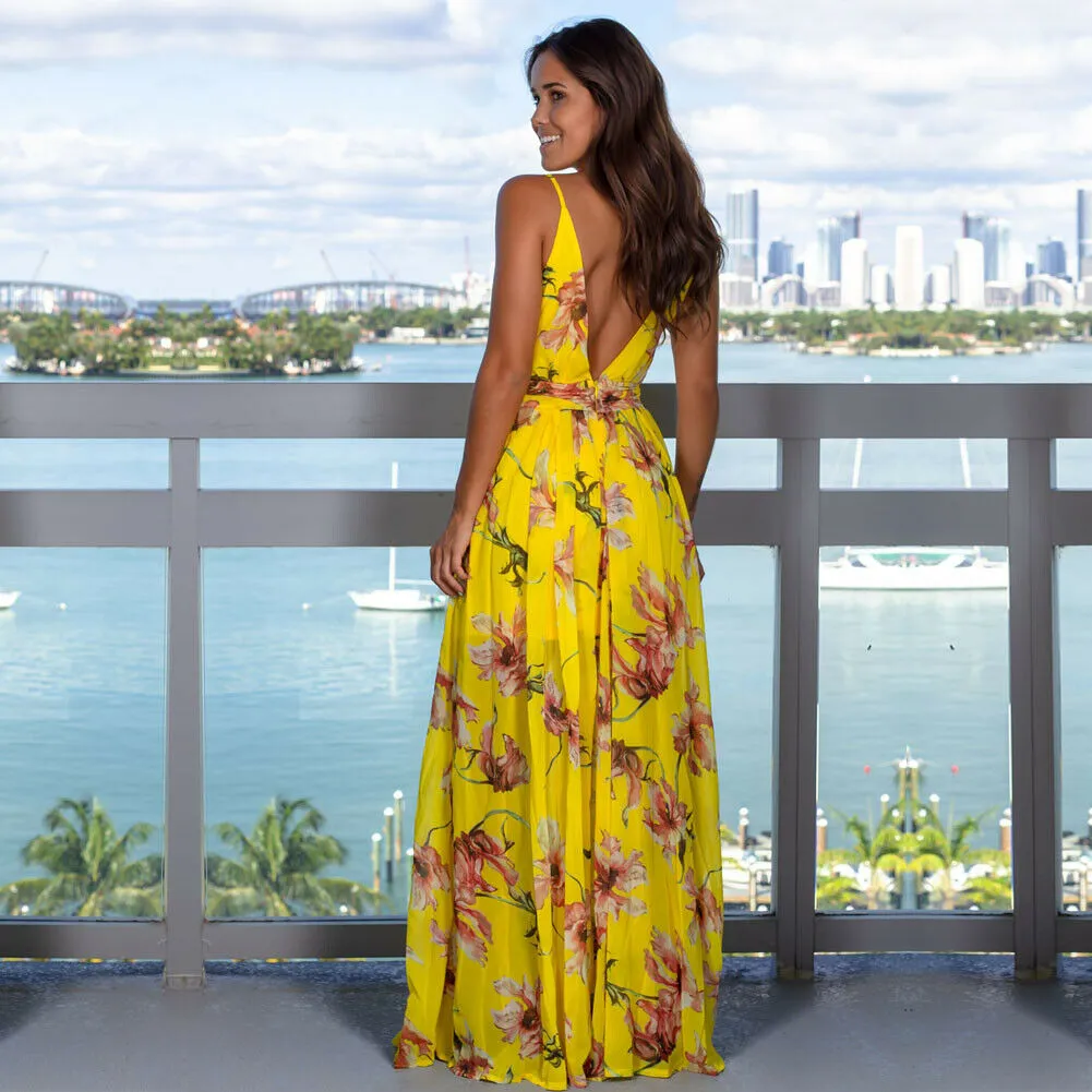 Women's Sling Floral Long Dresses arrival Summer