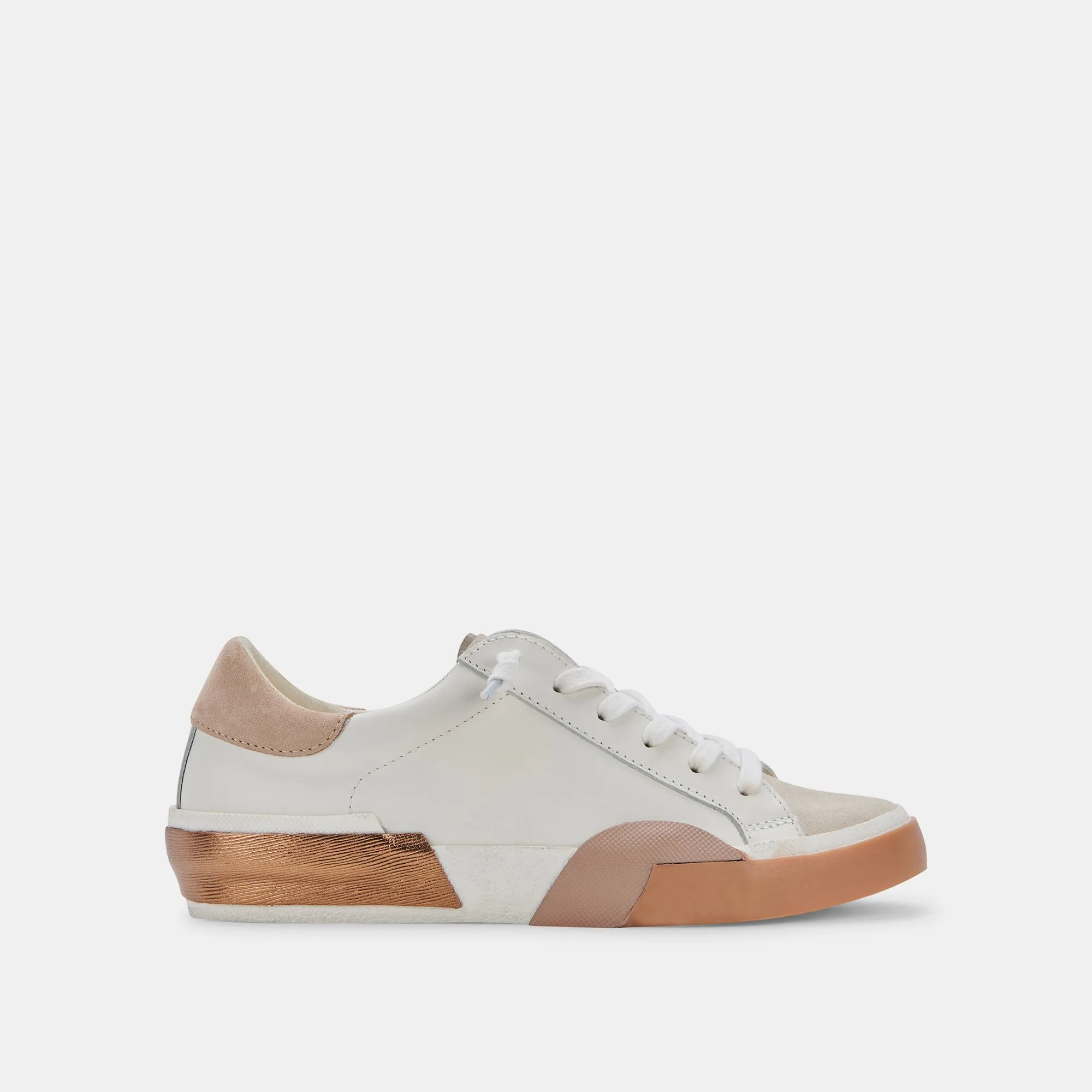 ZINA WIDE SNEAKERS WHITE TAN LEATHER