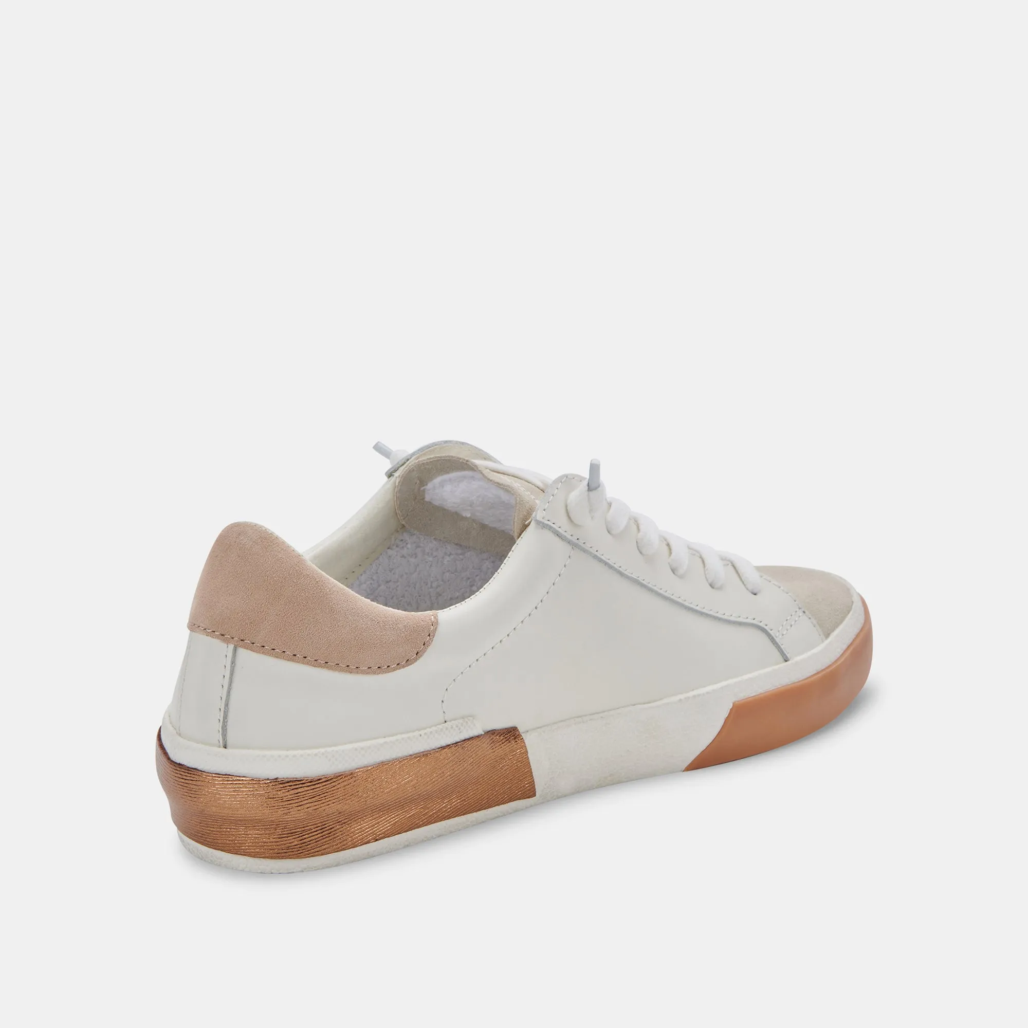 ZINA WIDE SNEAKERS WHITE TAN LEATHER