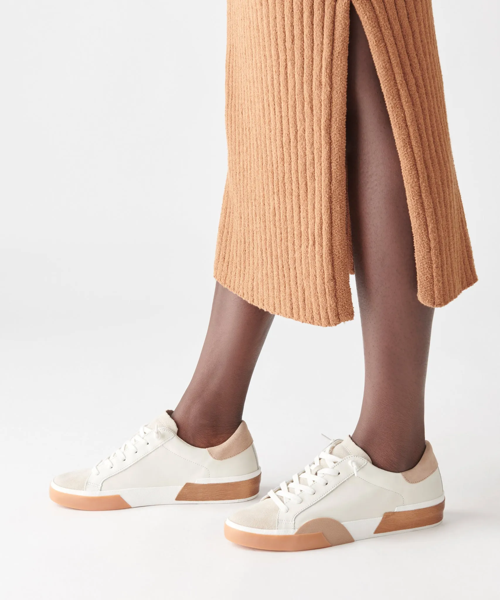 ZINA WIDE SNEAKERS WHITE TAN LEATHER