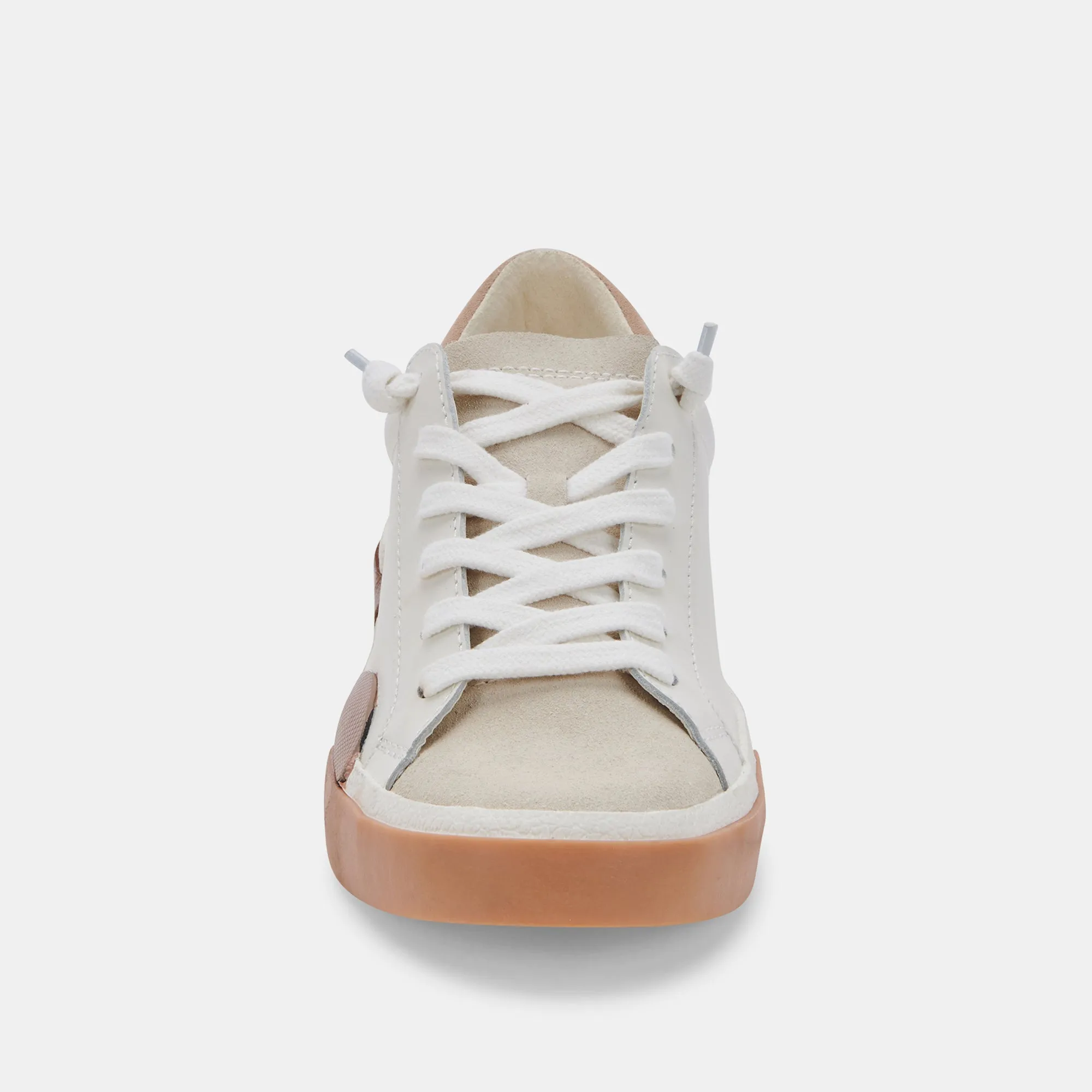 ZINA WIDE SNEAKERS WHITE TAN LEATHER